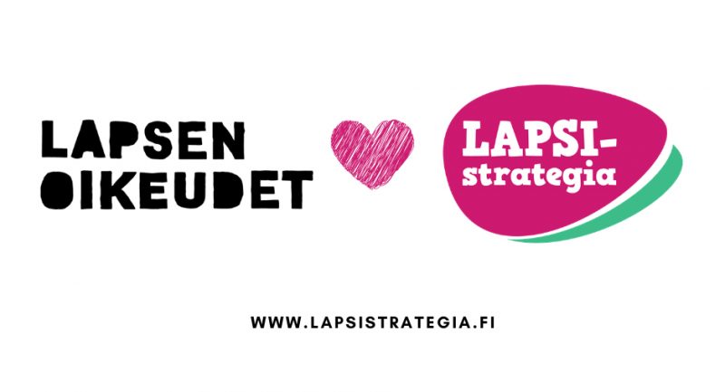 Lapsen oikeudet sydän lapsistrategia -logo. 