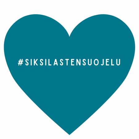 Sininen sydän, jossa lukee: #siksilastensuojelu.