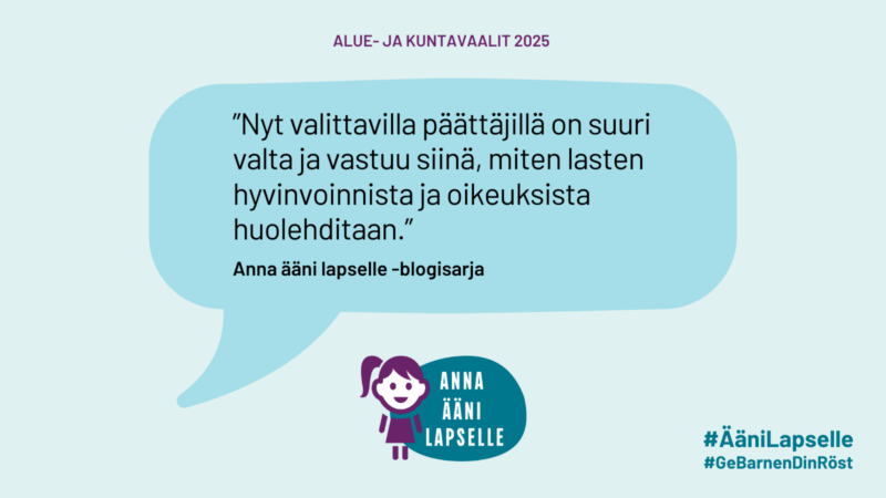 Lapsille annettujen lupausten on näyttävä teoissa tulevalla valtuustokaudella 