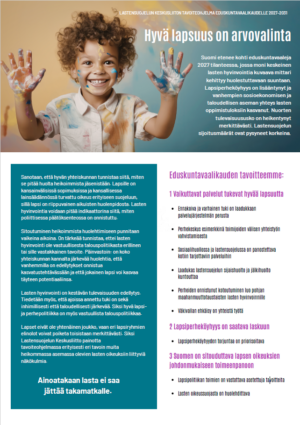 Hyvä lapsuus on arvovalinta – Lastensuojelun Keskusliiton tavoiteohjelma eduskuntavaalikaudelle 2027–2031
